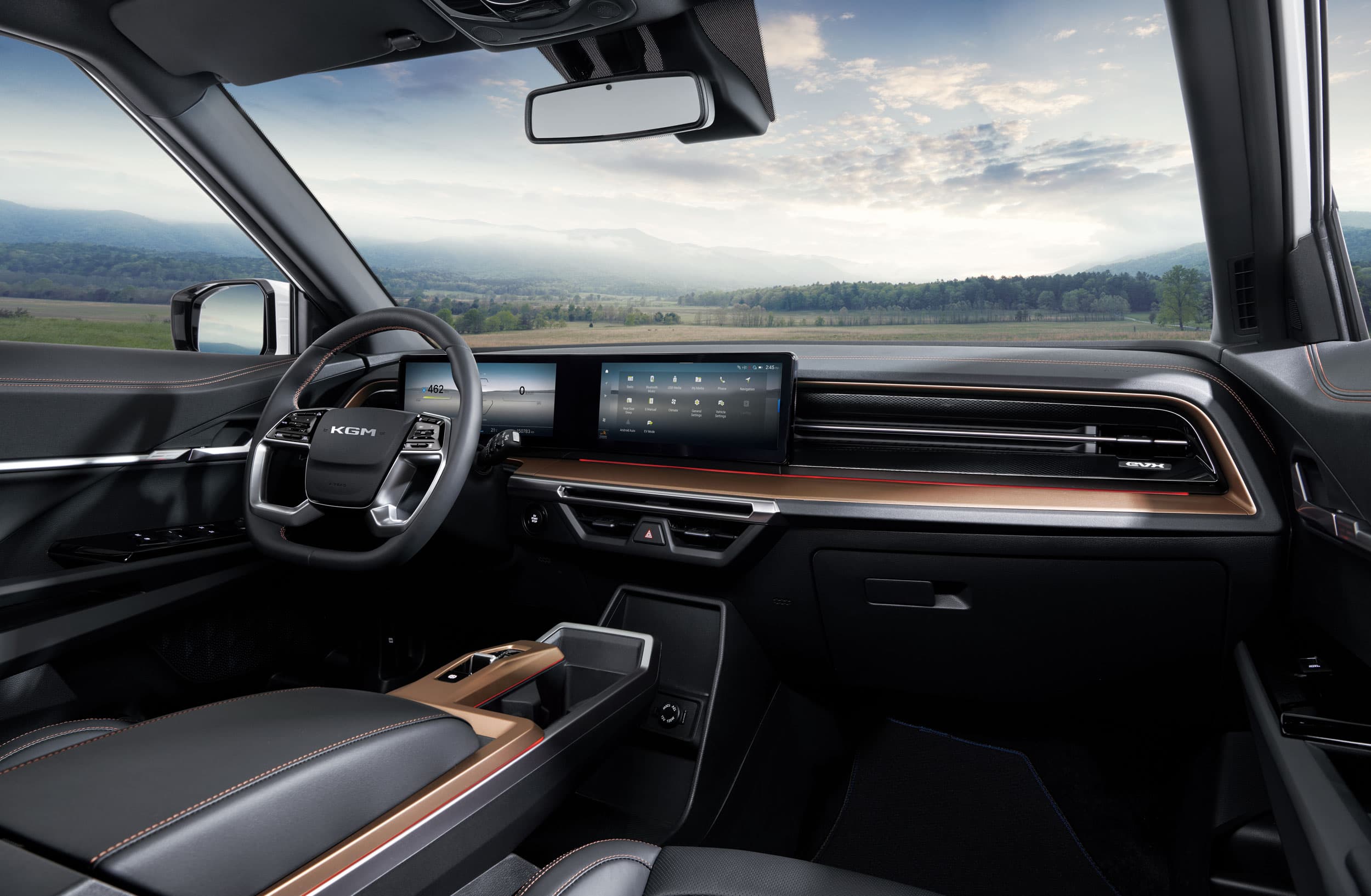 KGM Torres EVX dashboard charcoal black interior
