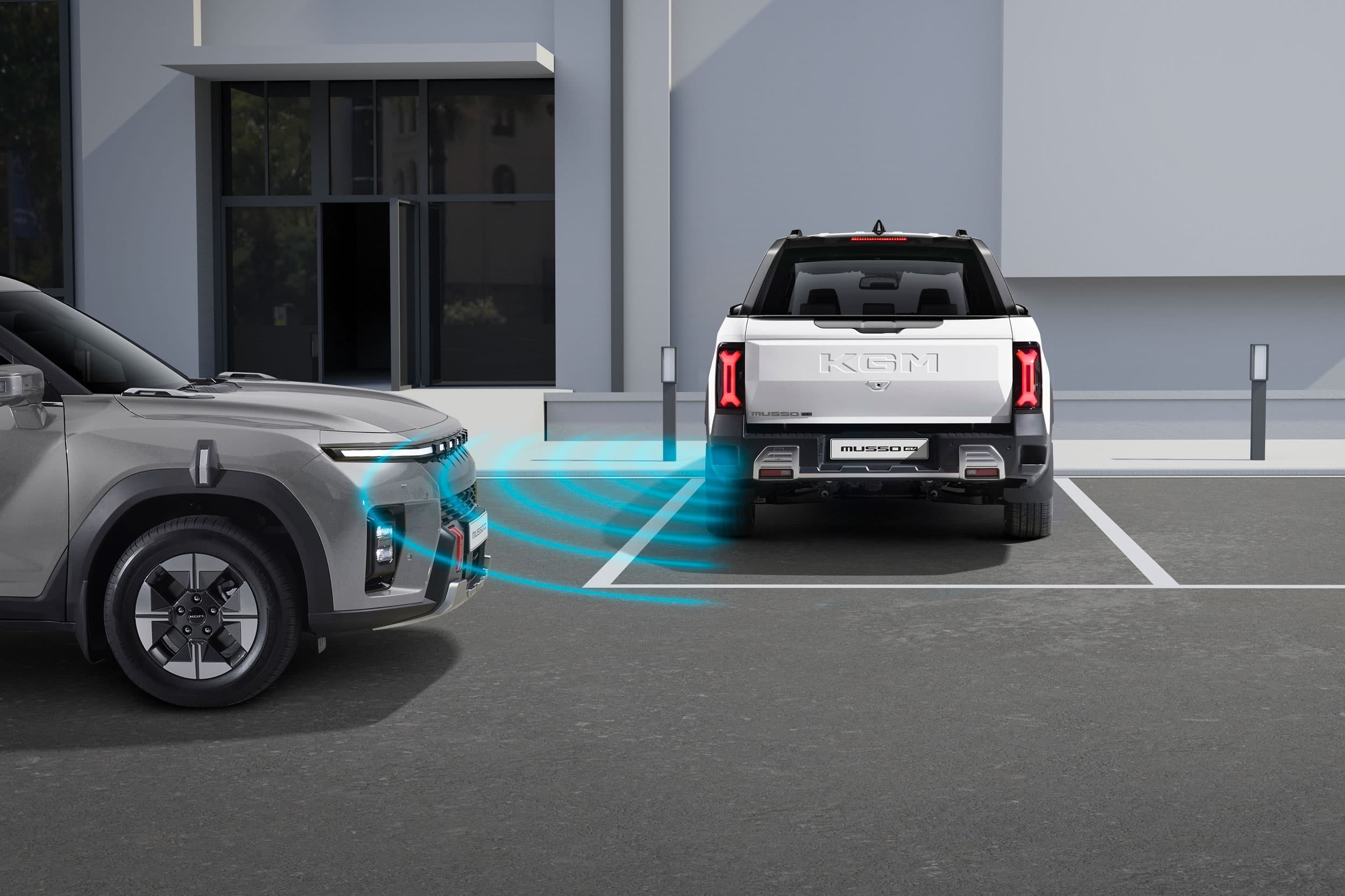 KGM Musso EV rear cross traffic collision assist